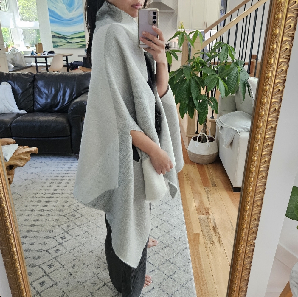 Blanket Scarf, Grey and White